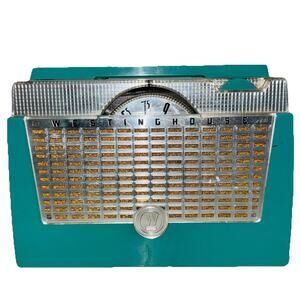 Vintage Westinghouse H-409P4 Tube AM Radio Portable Atomic Blue USA Made Broken
